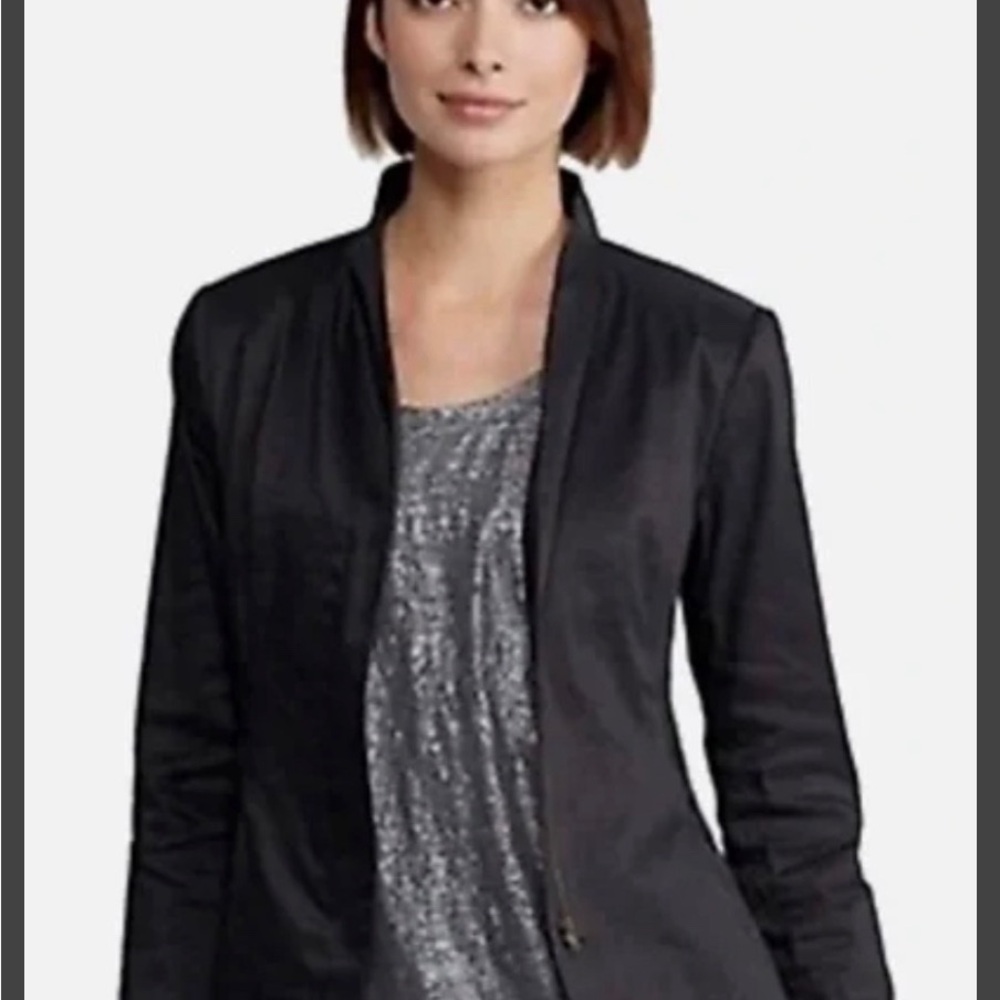 #1647 Eileen Fisher Ramie Black Blazer size 12
